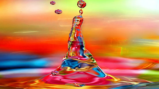 drop, penuh warna, tetes, tetesan air, warna, Wallpaper HD HD wallpaper