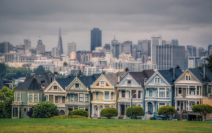 городской пейзаж, здание, дом, Сан-Франциско, пасмурно, HD обои