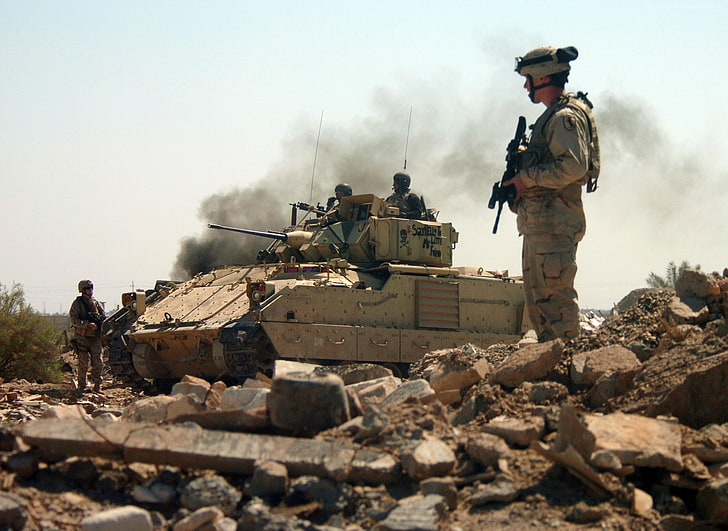 M3A2 Bradley, 전투 차량, 이라크, 미군, HD 배경 화면