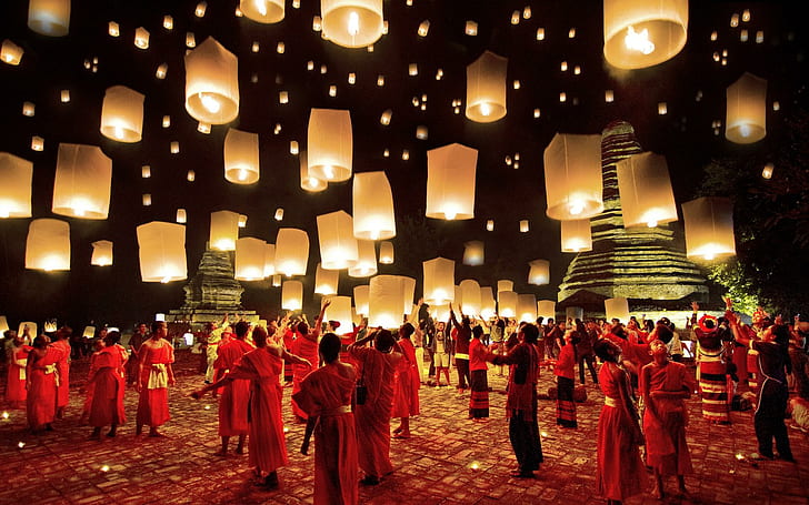Celebrazione cinese, lanterna, tempio, cinese, celebrazione, 3d ed estratto, Sfondo HD