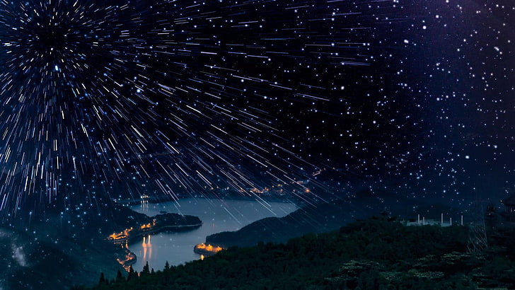 meteorito, cielo estrellado, cielo nocturno, estrellas, lluvia de meteoritos, leonid, Fondo de pantalla HD