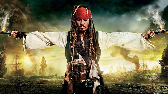 Kapten Jack Sparrow Pirates of the Caribbean, Pirates of the Caribbean, Pirates of the Caribbean: On Stranger Tides, Jack Sparrow, Johnny Depp, HD tapet HD wallpaper