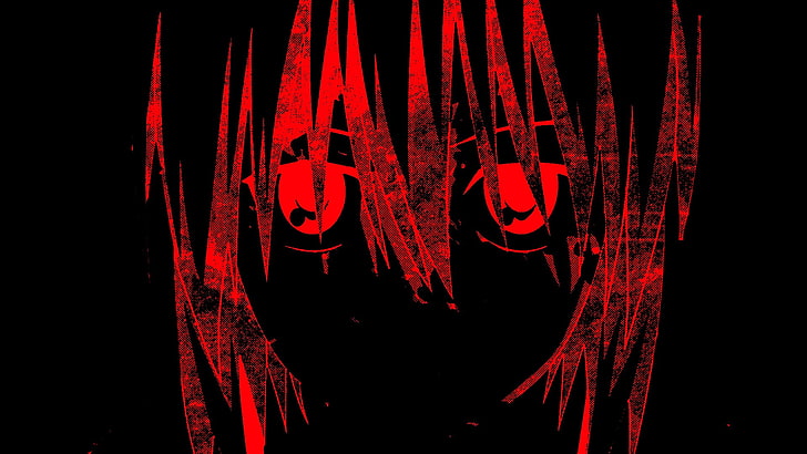 赤と黒のアニメーションの女性キャラクターのデジタル壁紙、アニメ、エルフェンリート、 HDデスクトップの壁紙