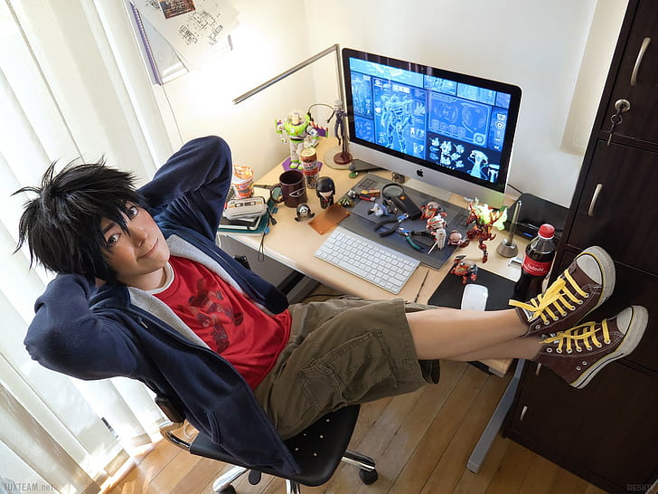 Hiro Hamada, Cosplay, Big Hero 6, ordinateur, chaise, hiro hamada, cosplay, big hero 6, ordinateur, chaise, Fond d'écran HD