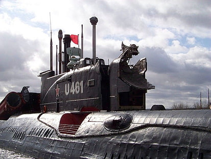 submarine, U-Boat, U 461, Russian Navy, military, flag, vehicle, HD wallpaper HD wallpaper