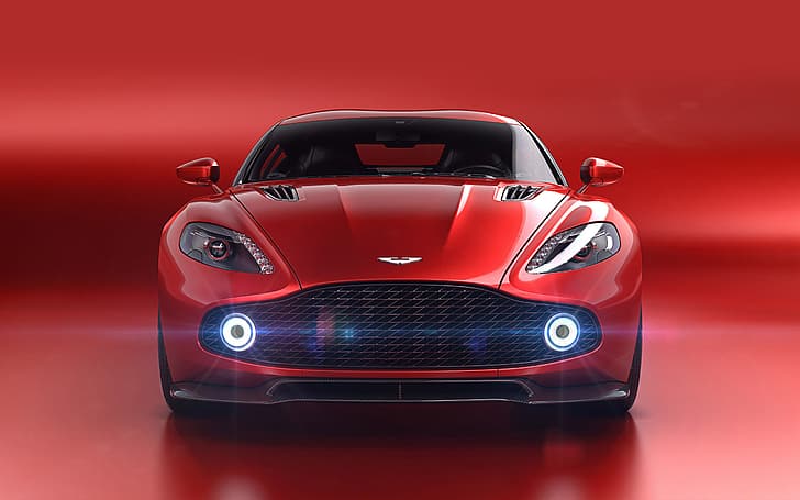 Aston Martin Vanquish Zagato, vehicle, car, red, Aston Martin, HD wallpaper