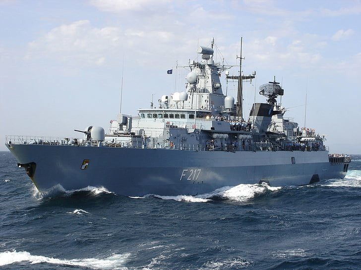 Военни кораби, германски флот, FGS Байерн (F217), фрегата, военен кораб, HD тапет