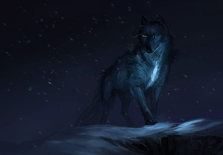 4K, Wolf, Mythical, Dark, Winter, Tapety HD