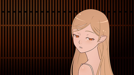 желтая волосатая женщина цифровые обои, Monogatari Series, Ошино Синобу, вектор, блондинка, HD обои HD wallpaper