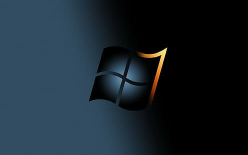 Windows 7, сиво, черно, жълто, HD тапет HD wallpaper