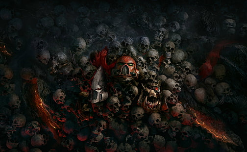 Warhammer, Warhammer 40.000: Dawn of War III, Dark, Skull, Sfondo HD HD wallpaper