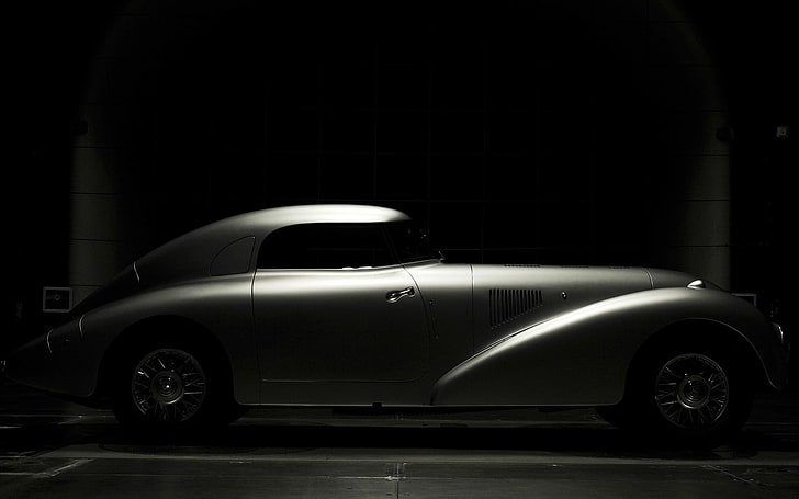 volante de carro preto e cinza, carro, Mercedes-Benz, aerodinâmica Mercedes-Benz 540K, escuro, HD papel de parede