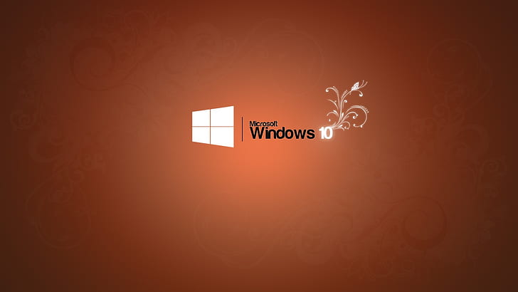 Microsoft Windows 10 логотип, оранжевый фон, Microsoft, Windows, 10, логотип, оранжевый, фон, HD обои