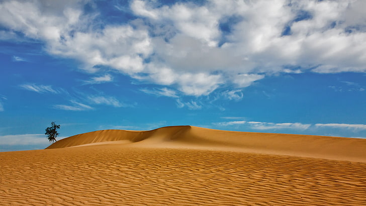 désert, paysage, dune, sable, nuages, îles Canaries, Fond d'écran HD