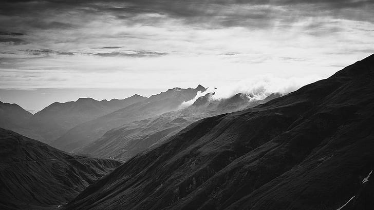 ถ่ายภาพธรรมชาติทิวทัศน์ขาวดำภูเขาหมอก, วอลล์เปเปอร์ HD