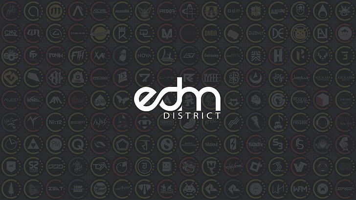 edm District-logotyp, EDM, musik, elektronisk musik, enkel bakgrund, HD tapet