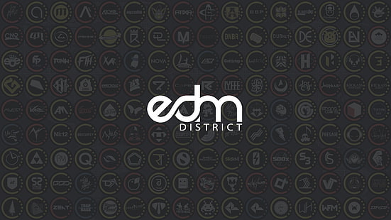 edm District logo ، EDM ، موسيقى ، موسيقى إلكترونية ، خلفية بسيطة، خلفية HD HD wallpaper