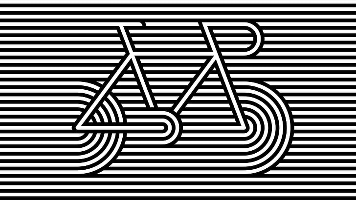 white and black striped illustration, line art, bicycle, HD wallpaper