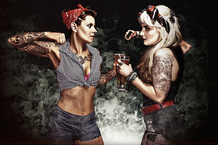 Girls, smoke, beer, tattoo, fight, photographer, knuckles, boxing, Brad  Kingett, HD wallpaper | Wallpaperbetter