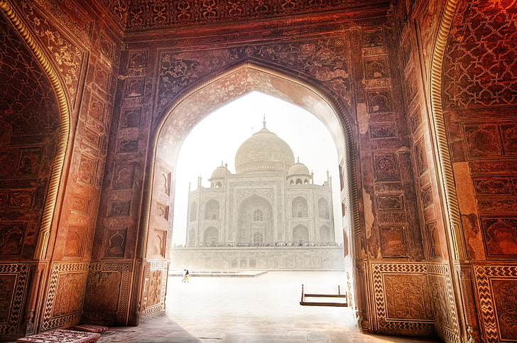 Weiße Moschee, Taj Mahal, Moschee, Indien, Landschaft, HD-Hintergrundbild