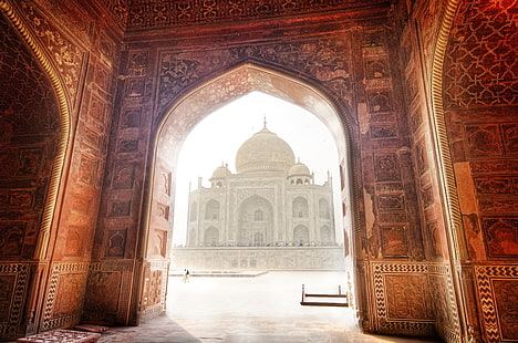Weiße Moschee, Taj Mahal, Moschee, Indien, Landschaft, HD-Hintergrundbild HD wallpaper