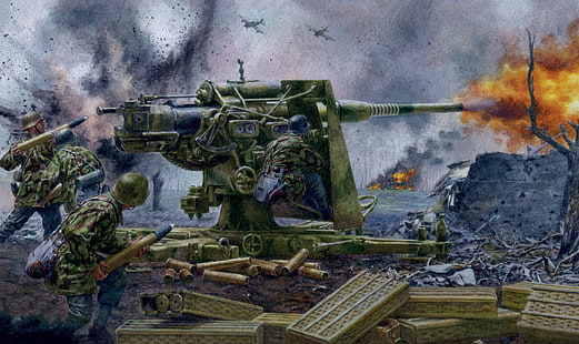 Flak 37, осем осем, 88-мм зенитно оръдие, осем, германско 88-милиметрово зенитно оръдие, HD тапет HD wallpaper