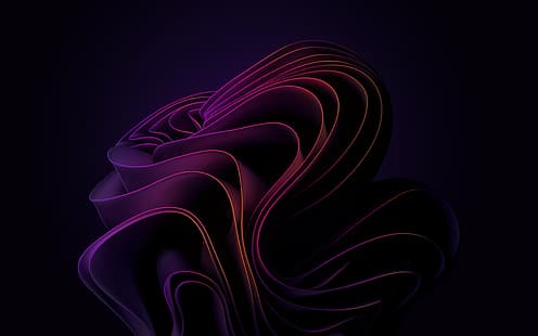 Windows 11, astratto, viola, sfondo scuro, Sfondo HD HD wallpaper