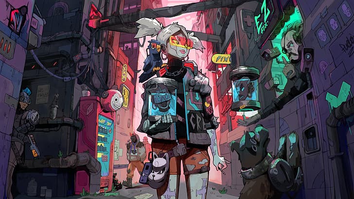 girl, game, art, Cyberpunk 2077, cd project red, wapon, 2077, Cyberpunk 2076, cyberstreet, HD wallpaper