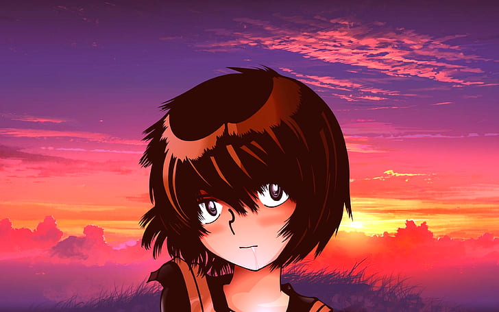 Anime, Mysterious Girlfriend X, Mikoto Urabe, Sunset, Fondo de pantalla HD