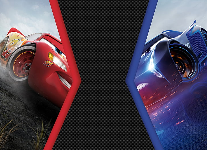 Disney Pixar's Cars digital wallpaper, Lightning McQueen, Jackson Storm, Cars 3, 4K, 8K, HD wallpaper