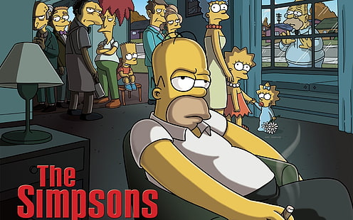 The Simpsons wallpaper, The Simpsons, Homer Simpson, Marge Simpson, Bart Simpson, Lisa Simpson, Maggie Simpson, parody, cartoon, TV, The Sopranos, HD wallpaper HD wallpaper