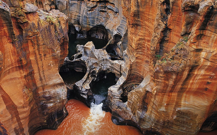 風景、川、渓谷、浸食、水、自然、南アフリカ、岩、 HDデスクトップの壁紙