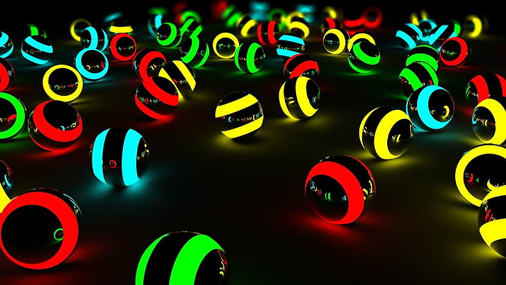 абстрактный, шарики, 3d, шар, шарики, огни, разноцветные, HD обои
