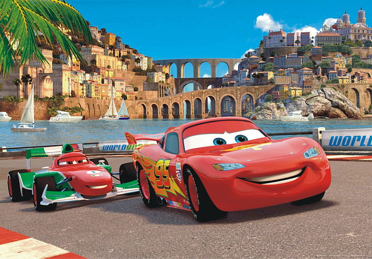 disney, petir McQueen, mcQueen Cars, movie, pixar, Wallpaper HD
