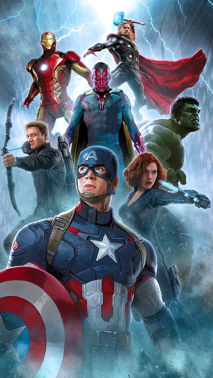 어벤져 스 슈퍼 히어로, Marvel Avengers 영화 포스터, 영화, 할리우드 영화, 할리우드, 어벤저 : ultron의 시대, 슈퍼 히어로, HD 배경 화면, 핸드폰 배경화면
