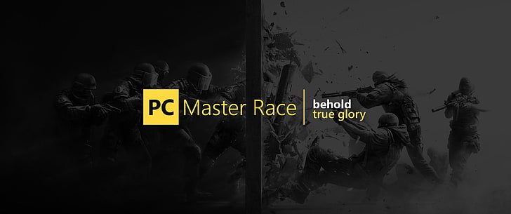 PC Master Race metni, PC oyunları, PC Master Race, Rainbow Six: Siege, HD masaüstü duvar kağıdı