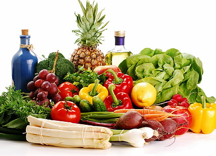 ClipArt lotto di verdure assortite, verdure, salsa, olio, vegetariano, Sfondo HD HD wallpaper