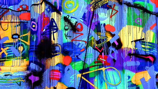 sztuka uliczna, graffiti, kolorowe, drzwi, Tapety HD HD wallpaper