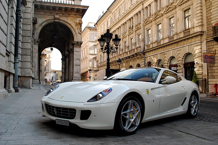 599, blanc, mobil, coupe, ferrari, fiorano, gtb, italia, supercar, putih, Wallpaper HD