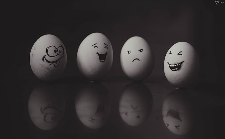 Funny Eggs 2 ภาพประกอบไข่ขาวสี่ฟองตลกน่ารักไข่ศิลปะหัวเราะสร้างสรรค์, วอลล์เปเปอร์ HD