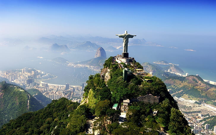 Brasile Statua di Gesù Cristo, cristo redentore a rio brasile, statua, salvatore, dio, croce, Sfondo HD