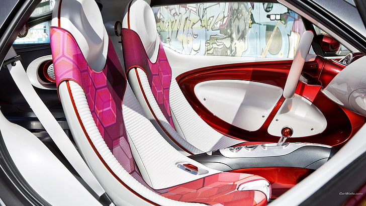red and white car seat, Smart Forstar, car, HD wallpaper