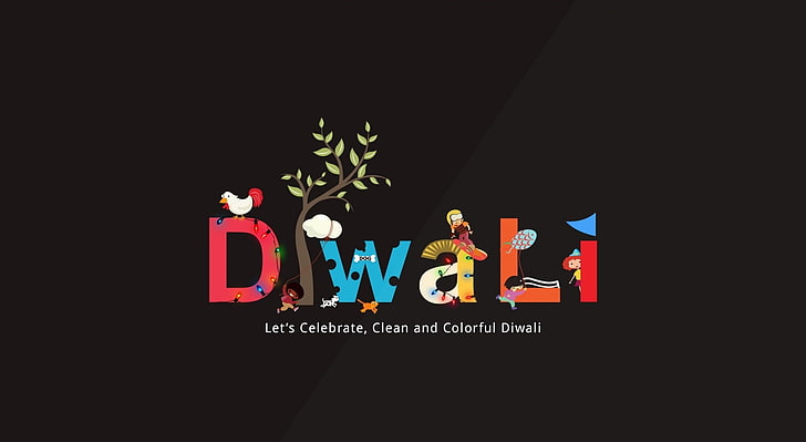 Mutlu bayramlar, Diwali logosu, sanatsal, tipografi, ünlüler, mutlu bayramlar, HD masaüstü duvar kağıdı