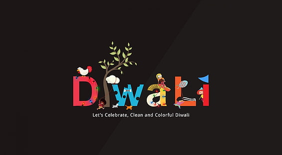Счастливого Дивали, логотип Дивали, художественный, типография, знаменитости, счастливого Дивали, HD обои HD wallpaper