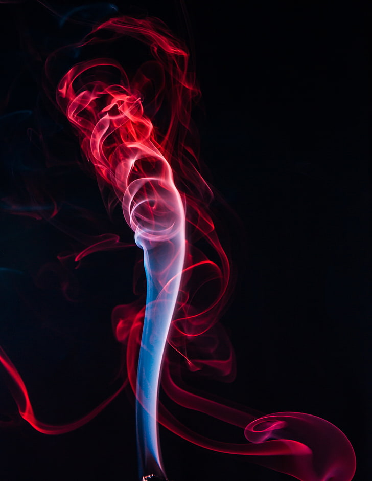 rote und blaue Wellenillustration, farbiger Rauch, Leichentuch, Bündel, rot, schwarz, HD-Hintergrundbild, Handy-Hintergrundbild