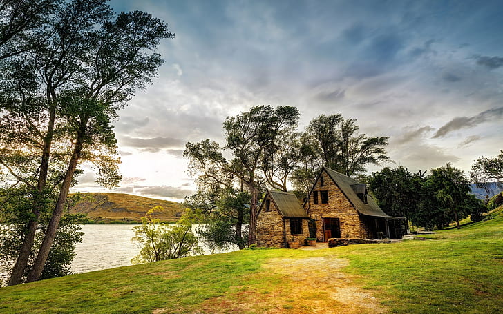 كوينزتاون ، نيوزيلندا ، منزل ، بحيرة ، أشجار ، كوينزتاون ، نيوزيلندا ، منزل ، بحيرة ، أشجار، خلفية HD