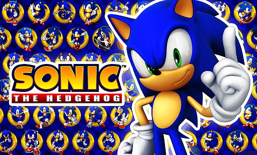 Sonic, Sonic the Hedgehog, logo, Sega, videogiochi, scrittura, testo, Sfondo HD HD wallpaper
