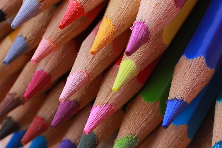lote de lápices de colores, lápices de colores, afilados, coloridos, puntiagudos, Fondo de pantalla HD