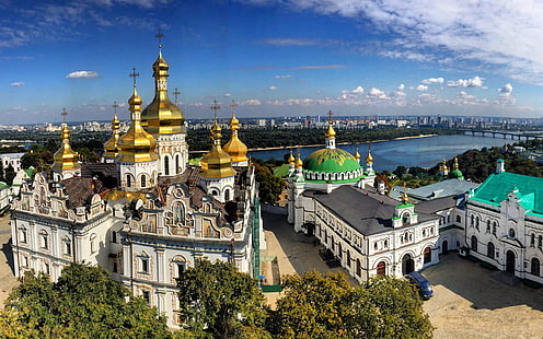 Ukraine, Stadt, Fluss, Kirche, Kiew, HD-Hintergrundbild HD wallpaper
