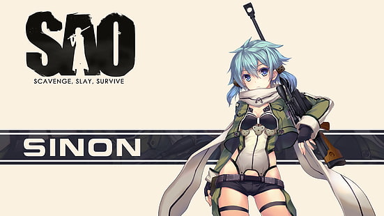 Sinon from SAO, anime, Sword Art Online, Gun Gale Online, Asada Shino, anime girls, HD wallpaper HD wallpaper